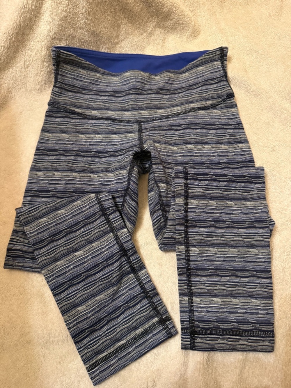 lululemon athletica Blue Striped High-Rise Leggings crop